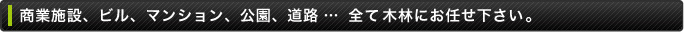 商業施設、ビル、マンション、公園、道路…全て木林にお任せ下さい。